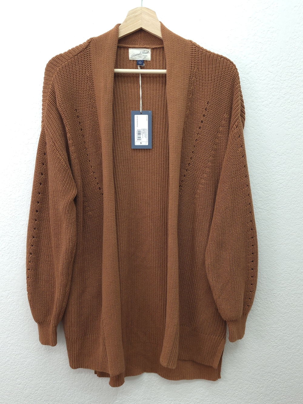 LUniversal Thread Open Front Knit Cardigan Sweater Rust Brown Pockets Small